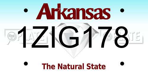 1ZIG178 Arkansas License Plate