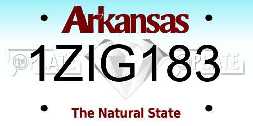 1ZIG183 Arkansas License Plate