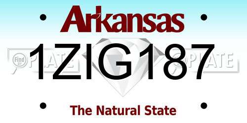 1ZIG187 Arkansas License Plate