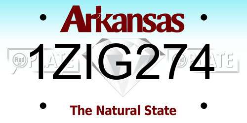 1ZIG274 Arkansas License Plate