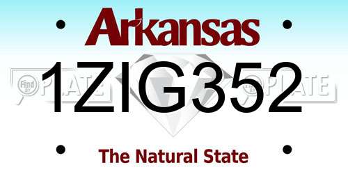 1ZIG352 Arkansas License Plate