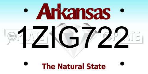 1ZIG722 Arkansas License Plate