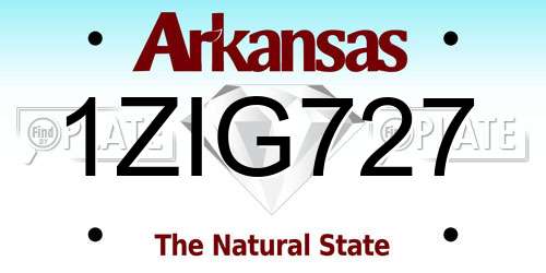 1ZIG727 Arkansas License Plate