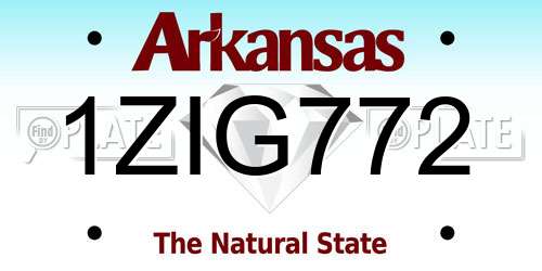 1ZIG772 Arkansas License Plate