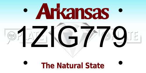 1ZIG779 Arkansas License Plate