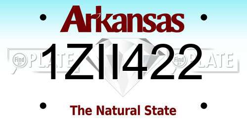 1ZII422 Arkansas License Plate