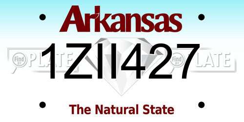 1ZII427 Arkansas License Plate