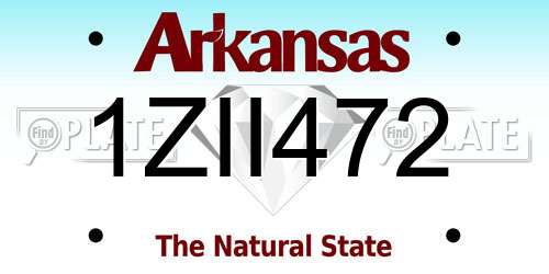 1ZII472 Arkansas License Plate