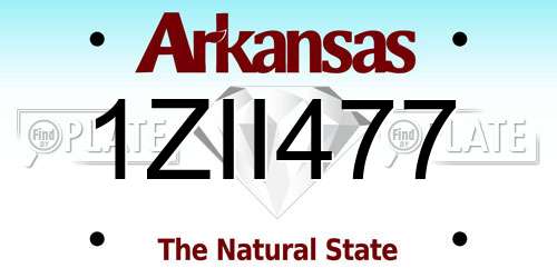 1ZII477 Arkansas License Plate