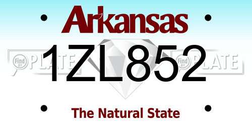 1ZL852 Arkansas License Plate