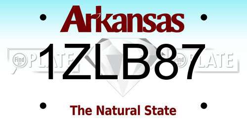 1ZLB87 Arkansas License Plate