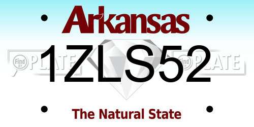 1ZLS52 Arkansas License Plate