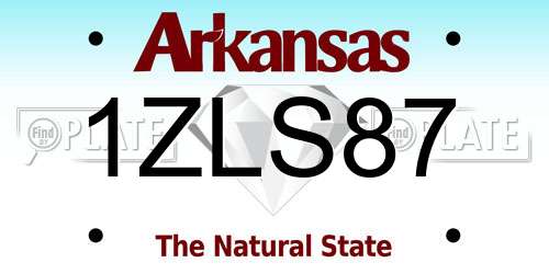 1ZLS87 Arkansas License Plate