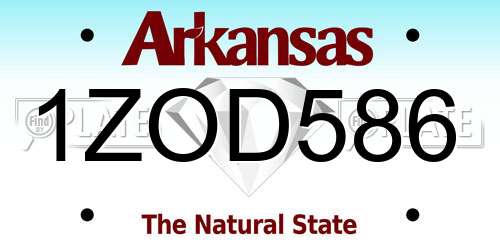 1ZOD586 Arkansas License Plate