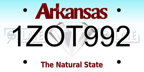 1ZOT992 Arkansas License Plate