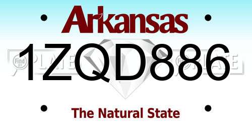 1ZQD886 Arkansas License Plate