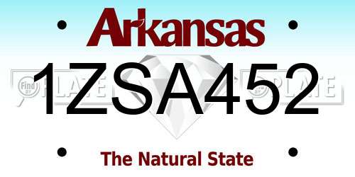 1ZSA452 Arkansas License Plate
