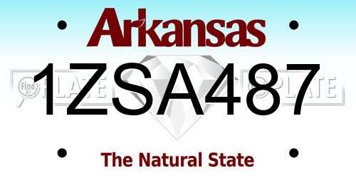 1ZSA487 Arkansas License Plate
