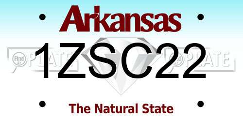 1ZSC22 Arkansas License Plate