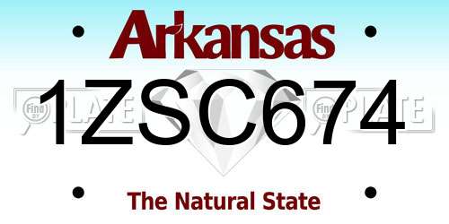 1ZSC674 Arkansas License Plate