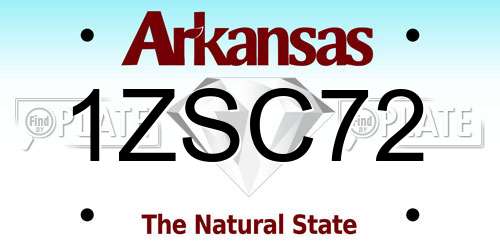 1ZSC72 Arkansas License Plate