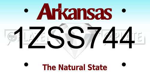 1ZSS744 Arkansas License Plate