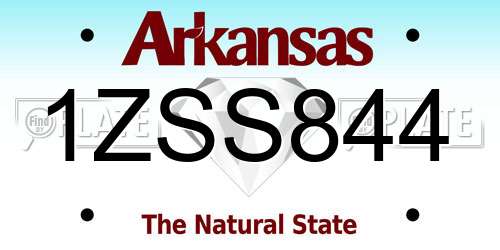1ZSS844 Arkansas License Plate