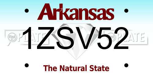 1ZSV52 Arkansas License Plate