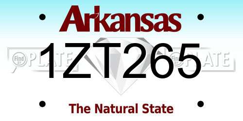 1ZT265 Arkansas License Plate