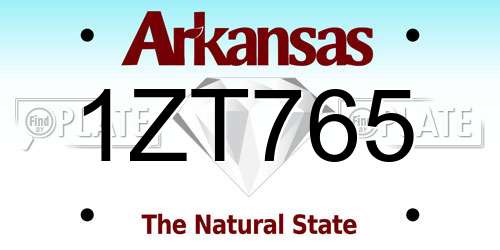 1ZT765 Arkansas License Plate