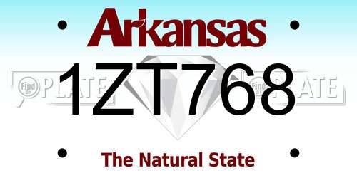 1ZT768 Arkansas License Plate