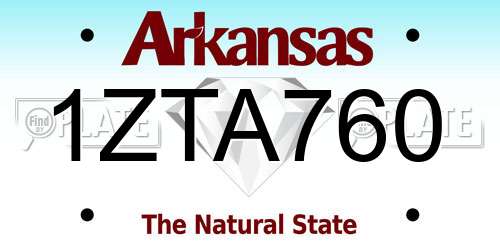 1ZTA760 Arkansas License Plate