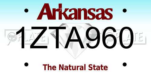 1ZTA960 Arkansas License Plate