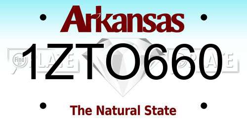 1ZTO660 Arkansas License Plate