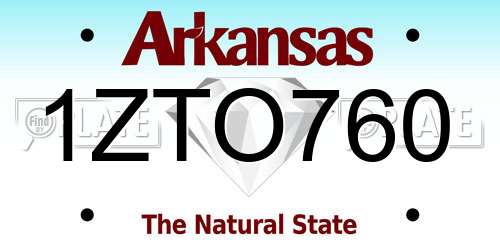 1ZTO760 Arkansas License Plate