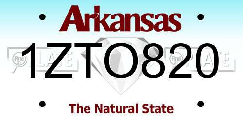1ZTO820 Arkansas License Plate