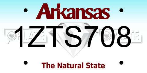 1ZTS708 Arkansas License Plate