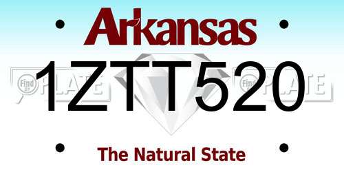 1ZTT520 Arkansas License Plate