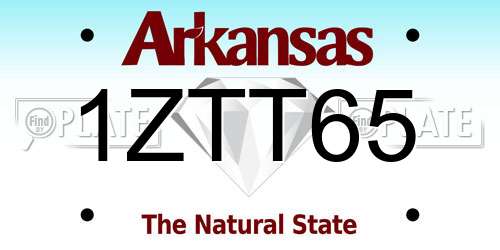 1ZTT65 Arkansas License Plate