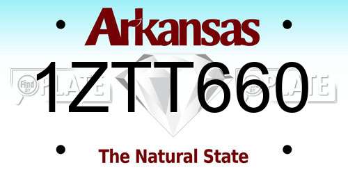 1ZTT660 Arkansas License Plate