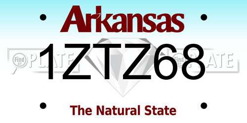 1ZTZ68 Arkansas License Plate