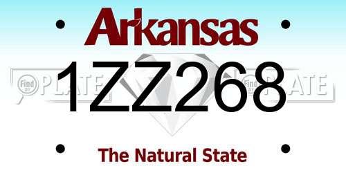 1ZZ268 Arkansas License Plate