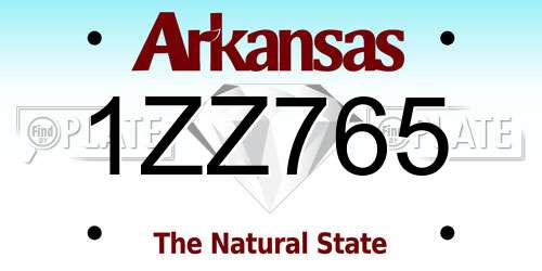 1ZZ765 Arkansas License Plate