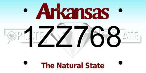 1ZZ768 Arkansas License Plate