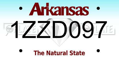 1ZZD097 Arkansas License Plate