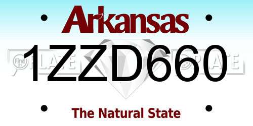 1ZZD660 Arkansas License Plate
