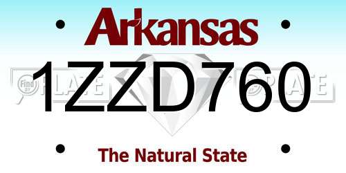 1ZZD760 Arkansas License Plate