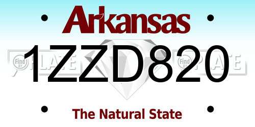1ZZD820 Arkansas License Plate