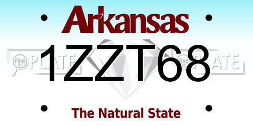 1ZZT68 Arkansas License Plate