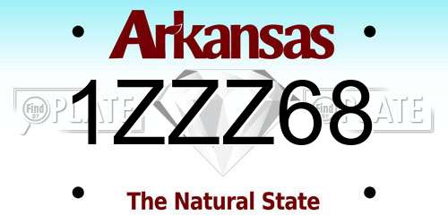 1ZZZ68 Arkansas License Plate